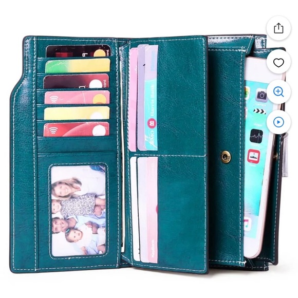 Sendefn Leather Wallets RFID Blocking Clutch Card Holder with Zipper Pocket - Picture 5 of 16